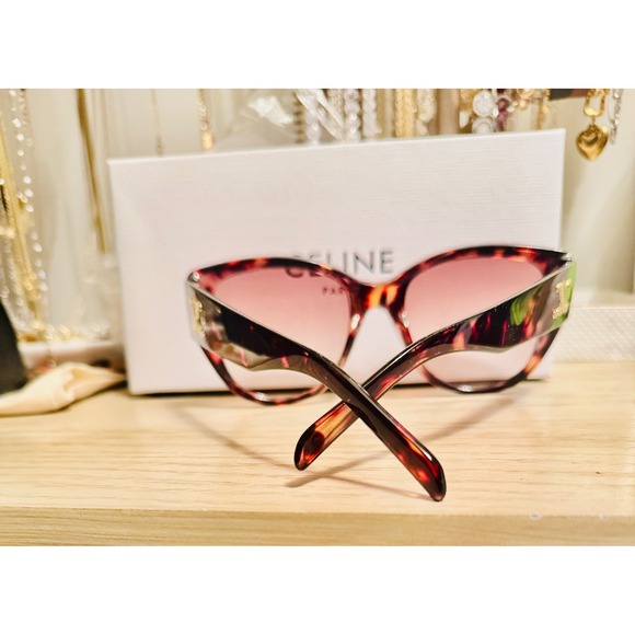Celine Tortoise Cat Eye Sunglasses Brown Gradient Lens Designer Eyewear - Picture 5 of 15